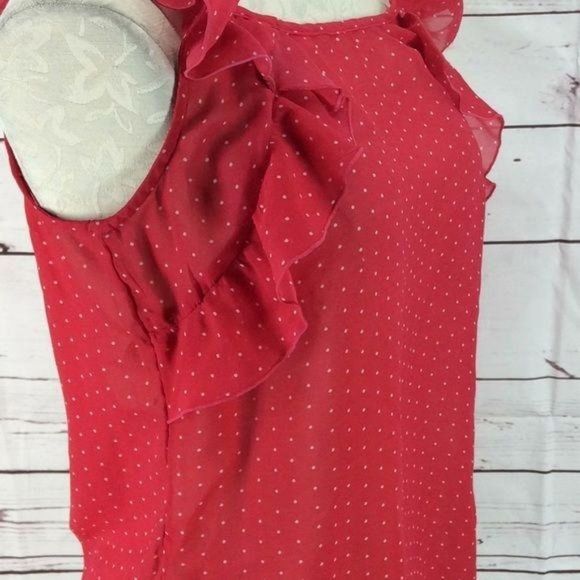 Old Navy Red Polka Dotted Ruffle Sleeve sleeveless medium Blouse - Picture 5 of 6